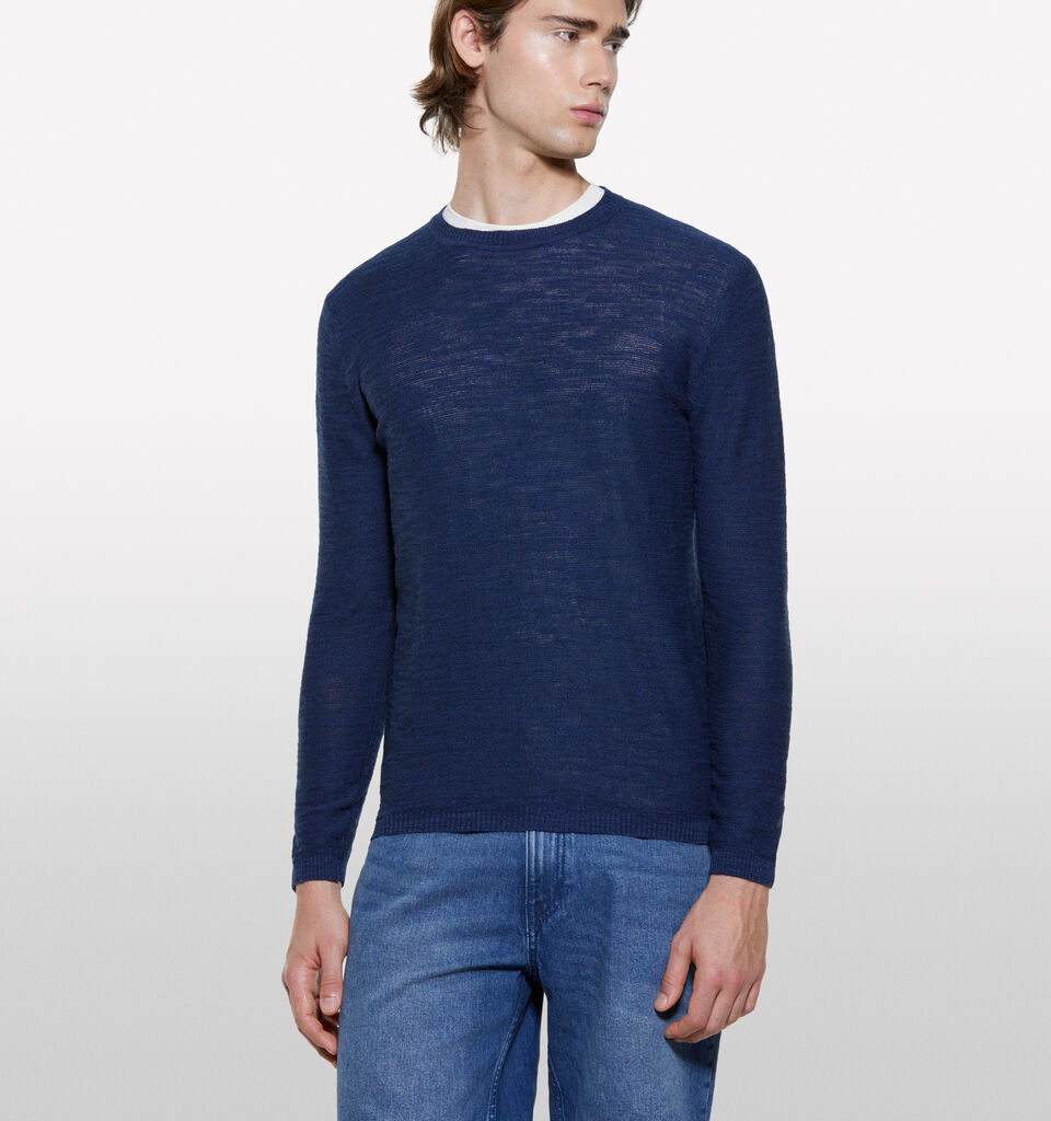Camisola mélange azul-escuro - camisolas gola redonda para homem - Azul-Escuro | Sisley image number 4